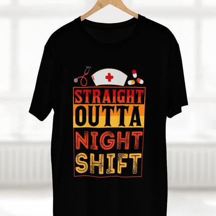 Straight Outta Night Shift Funny Nurse Tee